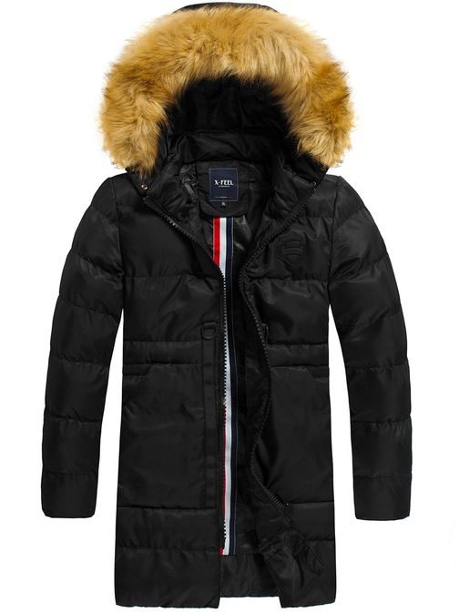 Zimná čierna trendy parka X-FEEL 33181