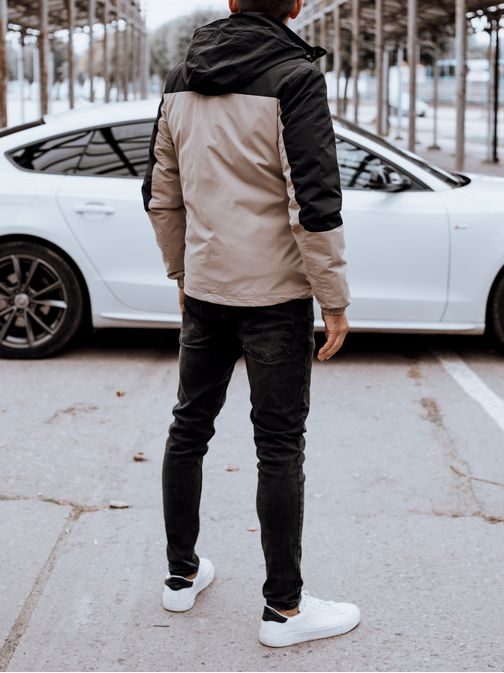 Pánska štýlová zimná béžová bunda