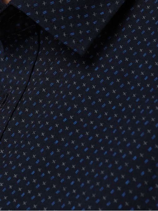 Granátová slim fit košeľa so originálnym modrým vzorom