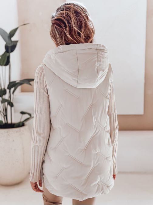 Módna dámska bielo/krémová prešívaná vesta