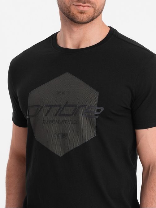Jedinečné čierne tričko s logom V2 TSPT-0141