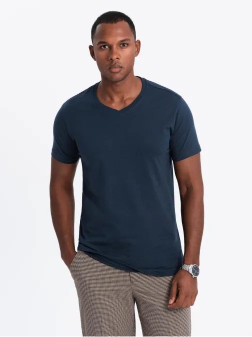 Trojbalenie bavlnených tričiek v mix farbách s V výstrihom V12 TSBS-0233