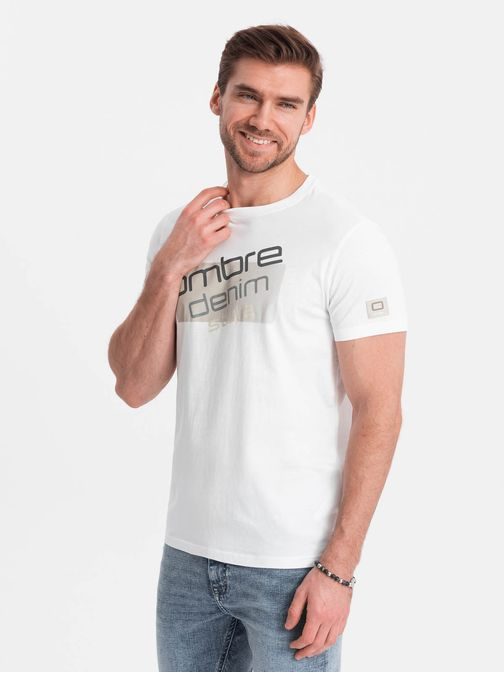 Jedinečné biele tričko s nápisom V1 TSPT-0139