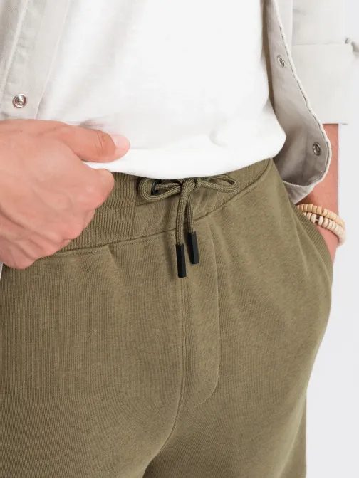 Olivové jednofarebné šortky V2 SRBS-0149