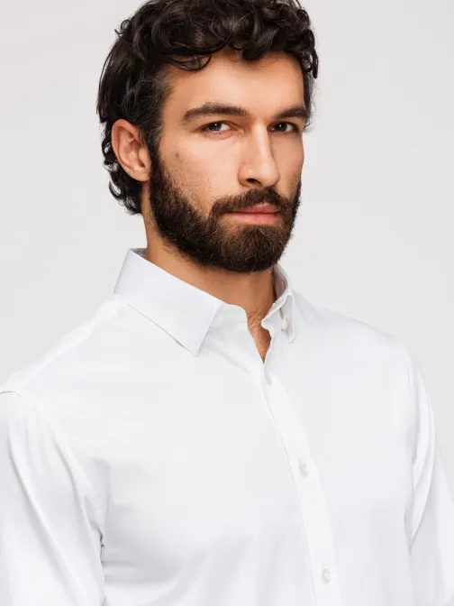 Pánska hladká biela FIT SLIM košeľa V1 SHOS-0211