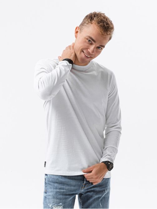 Klasické biele tričko s dlhým rukávom L138
