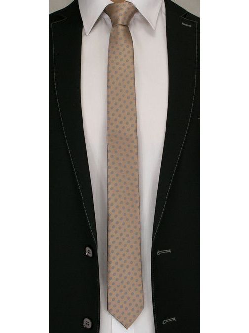 Hnedá kravata so šedými guličkami