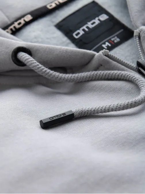 Moderná šedá mikina na zips V1 SSZP-0140
