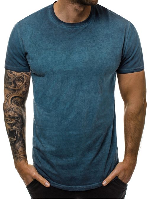Melírované pánske tričko v indigo farbe  JS/100728