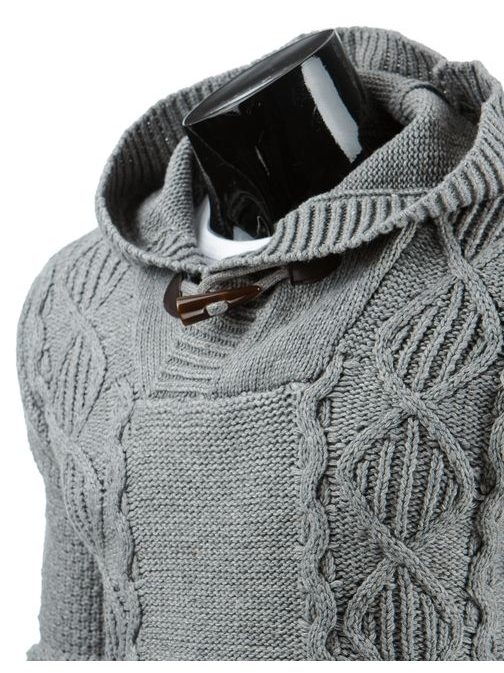 Šedý pánsky sveter s kapucňou