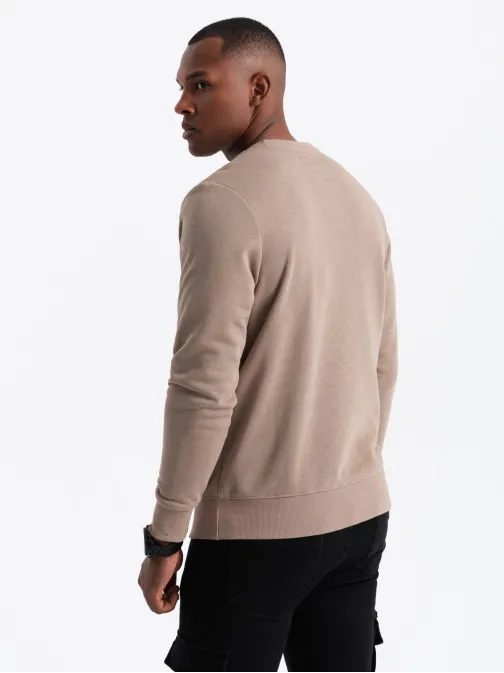 Trendy béžová mikina s nášivkou V1 SSNZ-0136