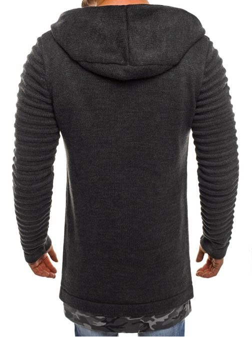Grafitový sveter s kapucňou B9029S