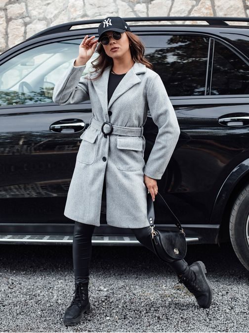 Dámsky pútavý svetlošedý kabát Schermi