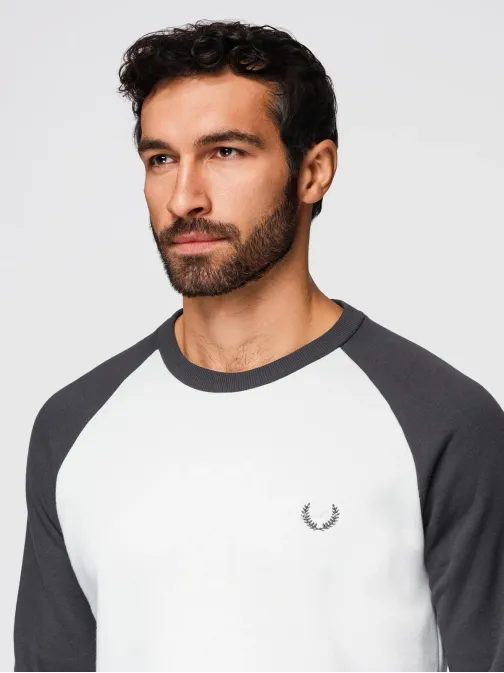 Moderná bielo-grafitová mikina bez kapucne V2 SSNZ-0239