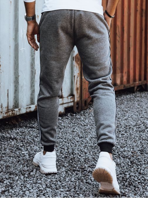 Pánske grafitové tepláky s ozdobným pásom