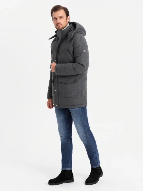 Nadčasová prešívaná čierna pánska bunda V2 JALJ-0217