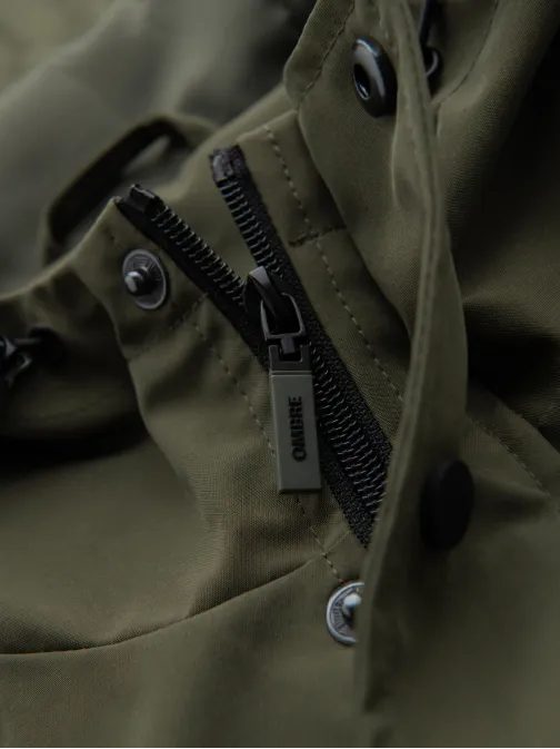 Moderná olivová pánska prechodná bunda V2 JANP-0225