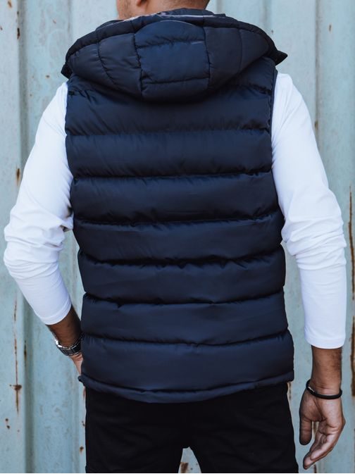 Trendy modrá vesta s kapucňou