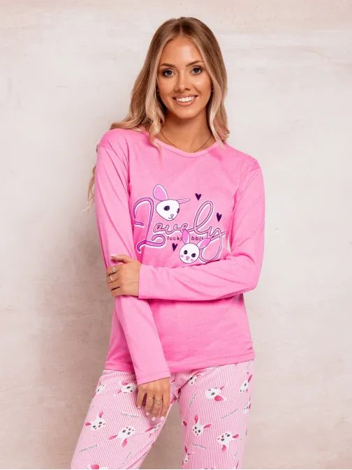Veselé ružové dámske pyžamo ULR425
