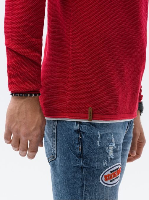 Červený bavlnený pánsky sveter E121