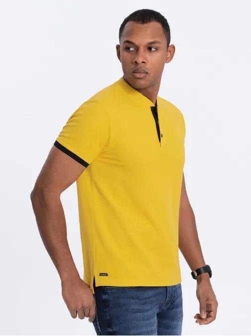 Pohodlná trendy žltá polokošeľa V9 TSCT-0156