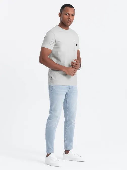 Trendy tričko s ozdobným vreckom svetlo zelené V2 TSCT-0109