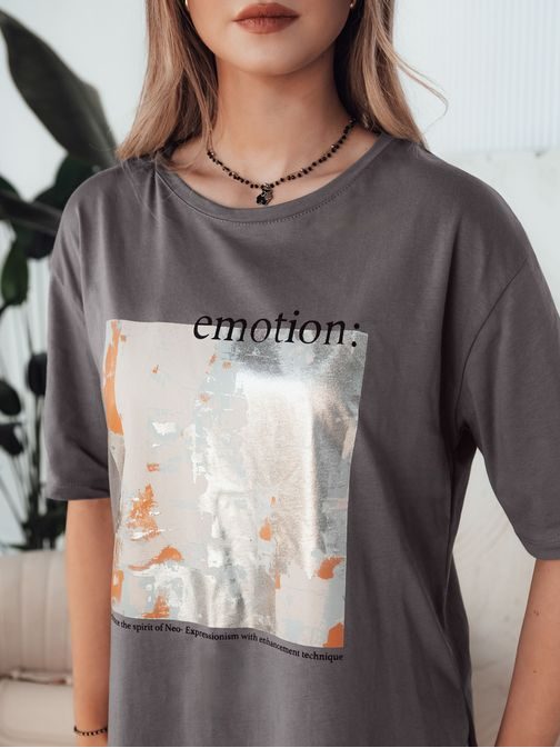 Štýlové grafitové dámske tričko s potlačou Emlot