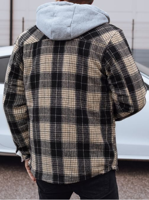 Béžová károvaná prechodná bunda