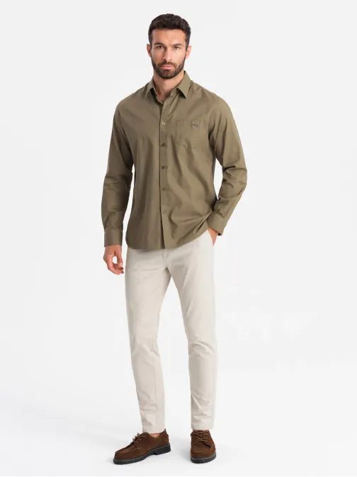 Chinos béžové nohavice klasického strihu V2 PACP-0183