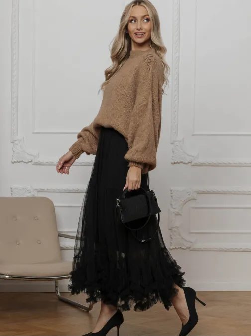 Originálna čierna midi sukňa GLR019