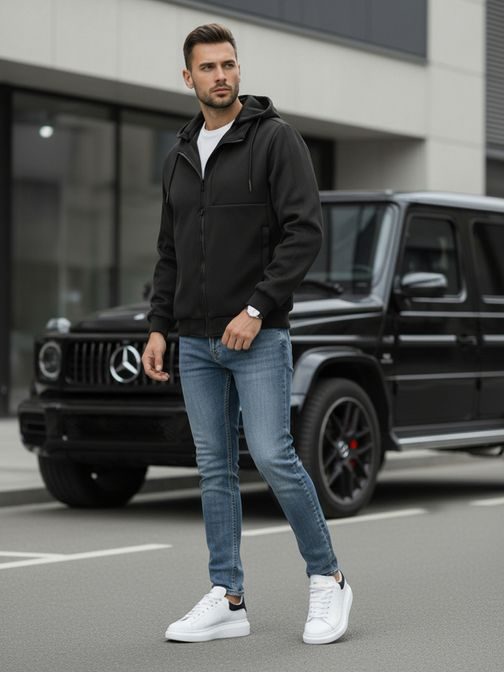 Nadčasová čierna pánska bunda