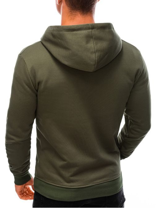 Moderná khaki mikina na zips B1382