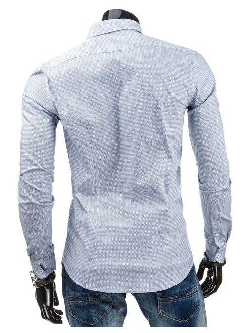 Jednoduchá vzorovaná slabo-modrá košeľa pre pánov