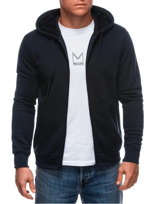 Trendy tmavo modrá mikina s kapucňou B1688