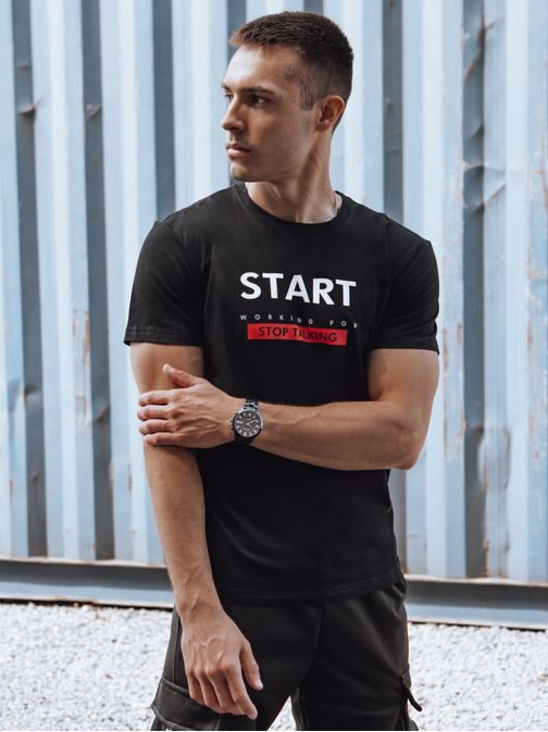 Čierne tričko s nápisom Start