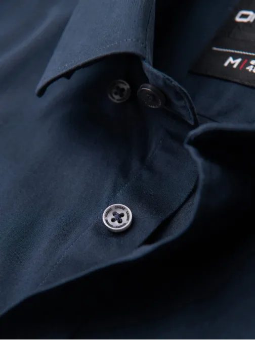 Pánska hladká tmavomodrá FIT SLIM košeľa V3 SHOS-0211