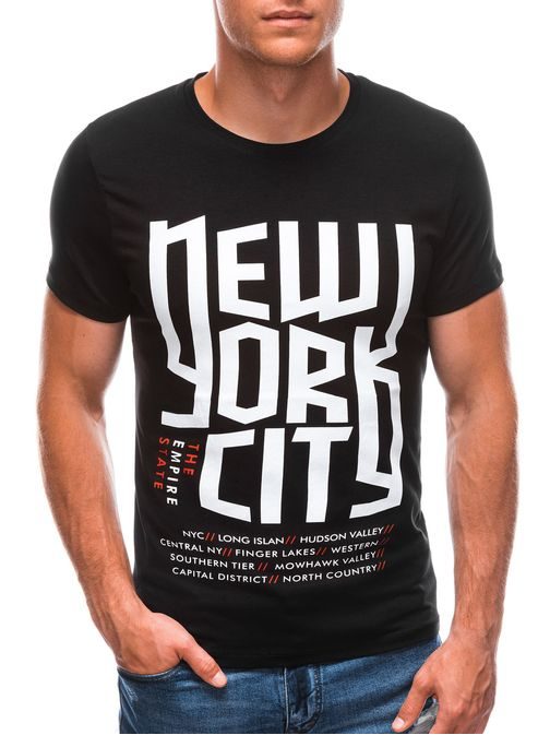 Čierne tričko s modernou potlačou New York S1720