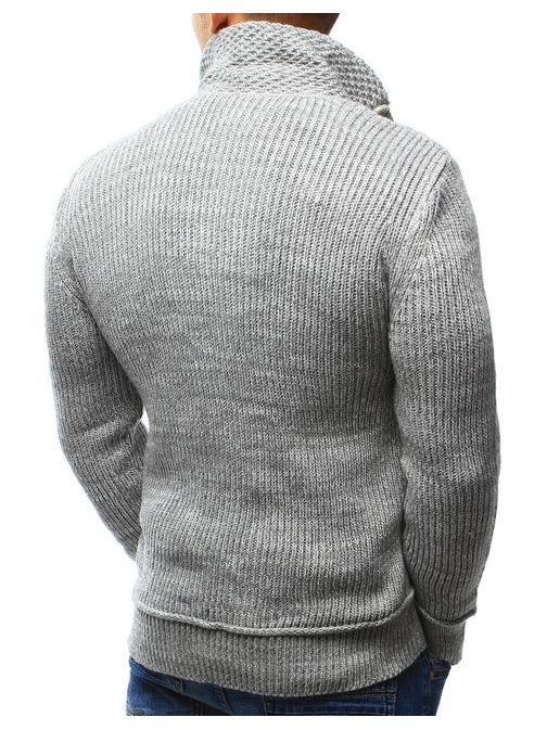Neobyčajný sivý sveter s golierom
