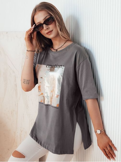 Štýlové grafitové dámske tričko s potlačou Emlot