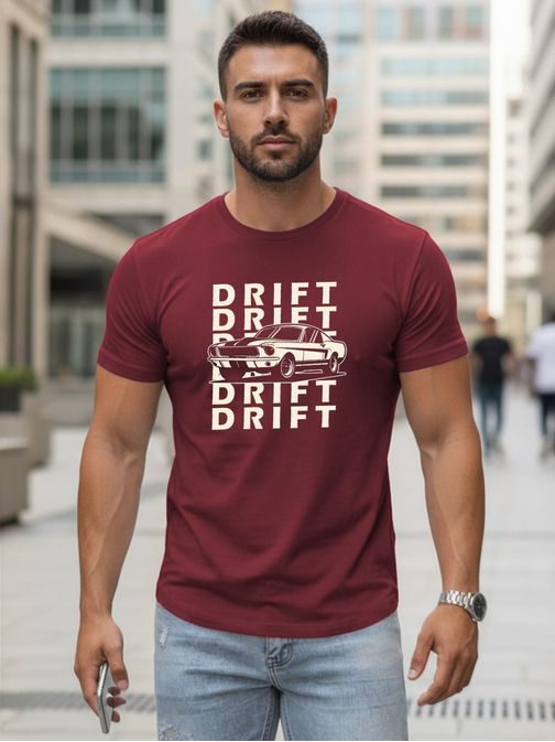 Bordové tričko s originálnym nápisom DRIFT