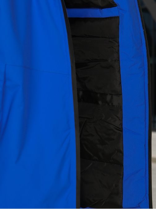 Modro-čierna zimná bunda s kapucňou