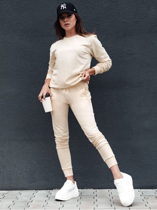 Jednoduchá dámska krémová mikina Glamflair