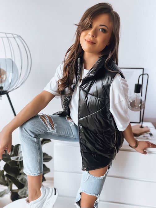 Módna dámska vesta v čiernej farbe Holo