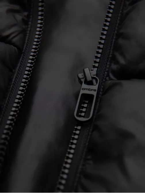 Zateplená čierna zimná bunda  V1 JAHP-0235