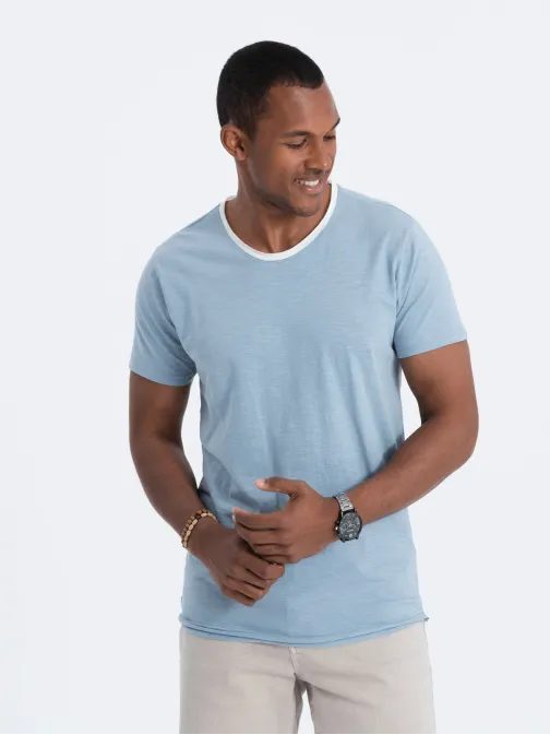 Trendy modré tričko bez potlače V4 TSCT-22SS-004