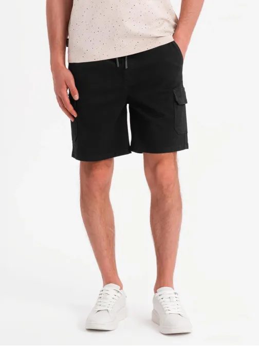 Jedinečné čierne kapsáčové kraťasy V4 SRCG-0190