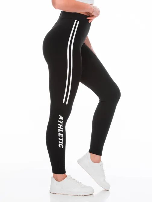 Dámske čierne legíny s nápisom Athletic PLR249