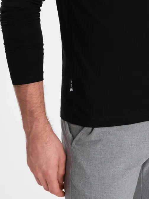 Čierne tričko s dlhým rukávom a V-výstrihom, a s logom v3 LSCL-0110