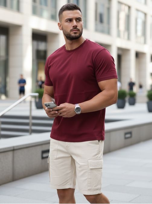 Bavlnené bordové tričko s krátkym rukávom