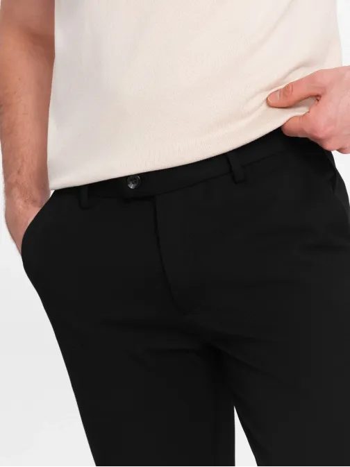 Elegantné čierne chinos nohavice klasického strihu  V4 PACP-0191